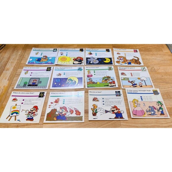 Lot of 12 Vintage Super Nintendo 1995 Mario Quiz Question Cards 5.5" x 5.5" - Picture 1 of 9